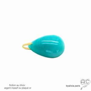 pierre naturelle amazonite gros pendentif goutte vert-bleu