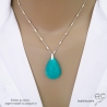 grand pendentif goutte en pierre naturelle amazonite et argent
