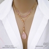 bijoux créateur collier ras de cou pendentif en plaqué or et quartz rose fait main