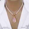 bijoux créateur collier ras de cou pendentif en pierre semi-précieuse quartz rose réalisé sur mesure à la main en France