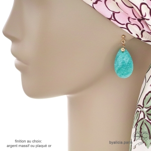 Boucles d'oreilles en amazonite, grandes gouttes pendantes, fait main, création by Alicia
