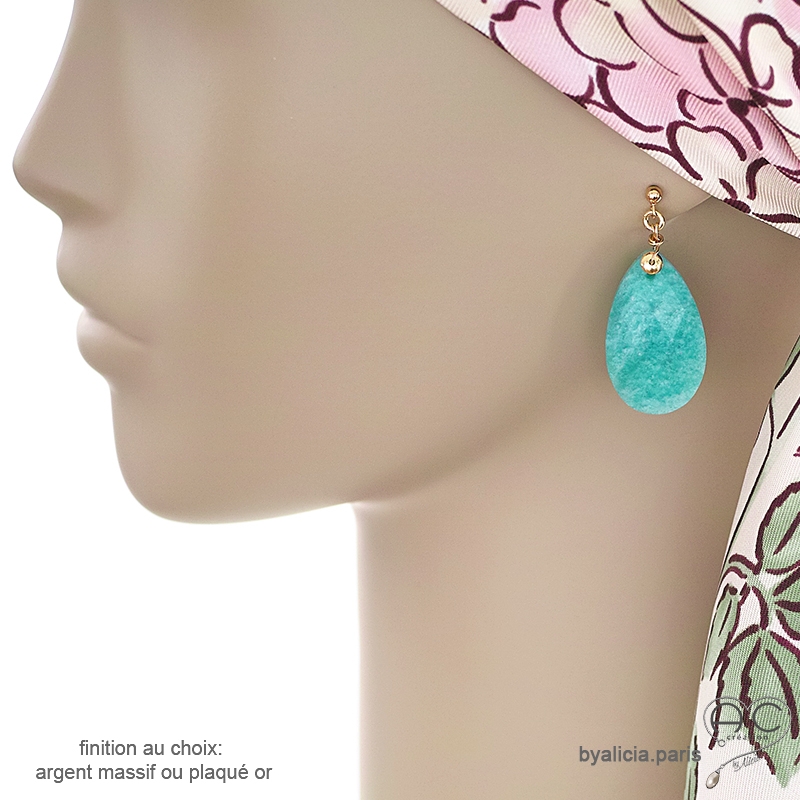 Boucles d'oreilles en amazonite, grandes gouttes pendantes, fait main, création by Alicia Boucles d'oreilles en amazonite, grandes gouttes pendantes, fait main, création by Alicia