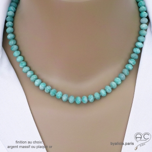 ras de cou vert clair femme en pierre naturelle amazonite fait main sur mesure en France