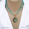 collier créateur en pierre semi-précieuse amazonite et gros fermoir bouée réalisé à la main sur mesure en France