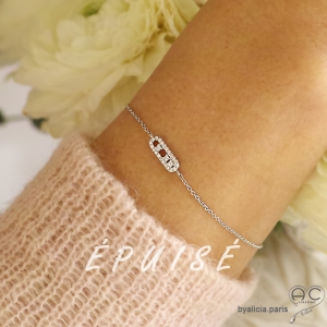 Bracelet fin en zirconiums brillants et argent massif rhodié