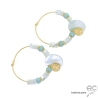 créoles blanches en nacre et plaqué or boucles d'oreilles femme tait main
