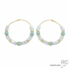 Créoles nacre et amazonite, plaqué or, boucles d'oreilles, fait mai, création by Alicia