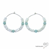 Créoles nacre et amazonite, argent massif, boucles d'oreilles, fait mai, création by Alicia