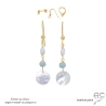 Boucles d'oreilles longues nacre et amazonite, fait main, création by Alicia