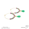 boucles d'oreilles créoles avec pierres semi-précieuses chrysoprase verte tourmaline rose
