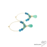 Créoles apatite et pampille en agate verte, plaqué or, pierre fine, fait main, boucles d'oreilles, création by Alicia