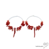 créoles argent et corail rouge boucles d'oreilles femme réalisées à la main sur mesure