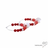 créoles rouges en argent 925 et corail, boucles d'oreilles femme réalisées à la main en France