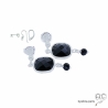 boucles d'oreilles noires femme en argent 925 et pierre naturelle agate noire fait sur mesure à la main en France