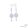 boucles d'oreilles quartz rose et argent massif,  boucles femme pendante en pierre semi-précieuse