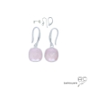 boucles d'oreilles pierre semi-précieuse quartz rose et argent massif 925, boucles femme pendante fait main