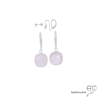 boucles d'oreilles en argent et quartz rose carrées pendantes