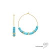 créoles en plaqué or et turquoise reconstituée, boucles d'oreilles tendance femme