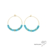 grandes créoles turquoise et plaqué or, boucles d'oreilles fait main