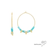 Créoles amazonite et pointes en plaqué or, boucles d'oreilles, pierre fine, fait main, création by Alicia