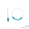 Créoles turquoise et rondelles en argent 925, boucles d'oreilles, pierre fine, fait main, création by Alicia