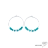 créoles en argent massif 925 avec turquoise reconstituée, boucles d'oreilles pierre naturelle femme