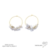 boucles d'oreilles créoles en plaqué or ou en argent avec perles blanches fait main sur mesure