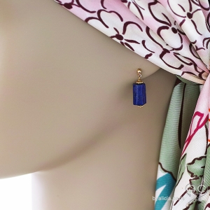 Boucles d'oreilles lapis-lazuli, plaqué or 750 3MIC, pierre naturelle bleue forme baroque, fait main, création by Alicia