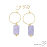 boucles d'oreilles en plaqué or et pierre semi-précieuse améthyste lavande réalisées à la main en France