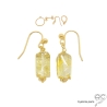 boucles d'oreilles en plaqué or et pierre semi-précieuse jaune citrine réalisées à la main