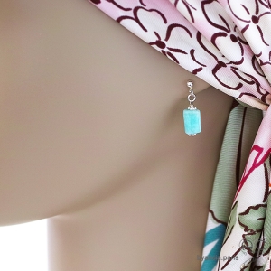 Boucles d'oreilles amazonite, argent massif, pierre naturelle vert d'eau, forme baroque, fait main, création by Alicia