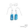 boucles d'oreilles bleues en argent massif et pierre semi-précieuse apatite réalisées à la main
