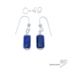 boucles d'oreilles en argent massif 925 et pierre semi-précieuse lapis-lazuli réalisées à la main en France