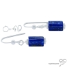 Boucles d'oreilles pendantes en lapis-lazuli et argent massif, pierre naturelle bleue nuit, pendantes femme