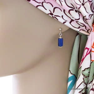 Boucles d'oreilles lapis-lazuli, argent massif, pierre naturelle bleue forme baroque, fait main, création by Alicia