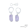 boucles d'oreilles en argent massif 925 et pierre semi-précieuse améthyste réalisées à la main en France