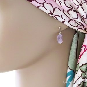 Boucles d'oreilles améthyste lavande, argent massif, pierre naturelle violette forme baroque, fait main, création by Alicia