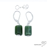 boucles d'oreilles en argent massif 925 et pierre semi-précieuse jade, pendantes femme vertes
