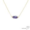 collier fin en améthyste et plaqué or, ras de cou, choker en pierre semi-précieuse violette