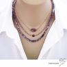 collier res de cou violet femme en pierre semi-précieuse améthyste et plaqué or fait main sur mesure en France