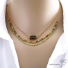 bijoux créateur collier ras de cou choker pour femme en pierres naturelles vertes et plaqué or fait  main en France