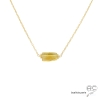 collier fin en citrine et plaqué or, ras de cou, choker en pierre semi-précieuse jaune réalisé à la main en France