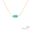 collier fin en amazonite et plaqué or, ras de cou, choker en pierre semi-précieuse vert d'eau