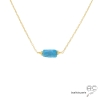 collier fin en apatite et plaqué or, ras de cou, choker en pierre semi-précieuse bleue azur