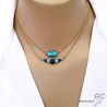 bijoux créateur collier ras du cou choker bleu femme en pierres naturelles et plaqué or fait main sur mesure