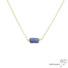 collier fin en tanzanite et plaqué or, ras de cou, choker en pierre semi-précieuse bleue fait main