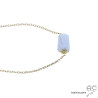ras du cou bleu clair femme en plaqué or et pierre calcédoine bleue réalisé à la main en France