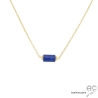 collier fin en lapis-lazuli et plaqué or, ras de cou, choker en pierre semi-précieuse bleu roi fait main