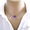 collier ras de cou choker en pierre naturelle améthyste et argent 925 réalisé à la main