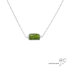 collier fin en grena vert et argent massif, ras de cou, choker en pierre semi-précieuse verte fait main en France